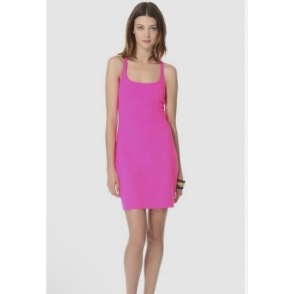 Susana Monaco Scoop Back Dress Medium Pink Stretch Bodycon USA Y2K Party $178
